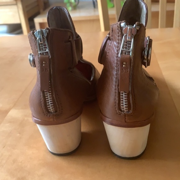 Matt Bernson Alpha  Wooden Heel Brown Leather Booties 8.5 - Picture 5 of 14